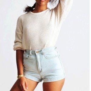 American Apparel High Waisted Jean Cuff Shorts
